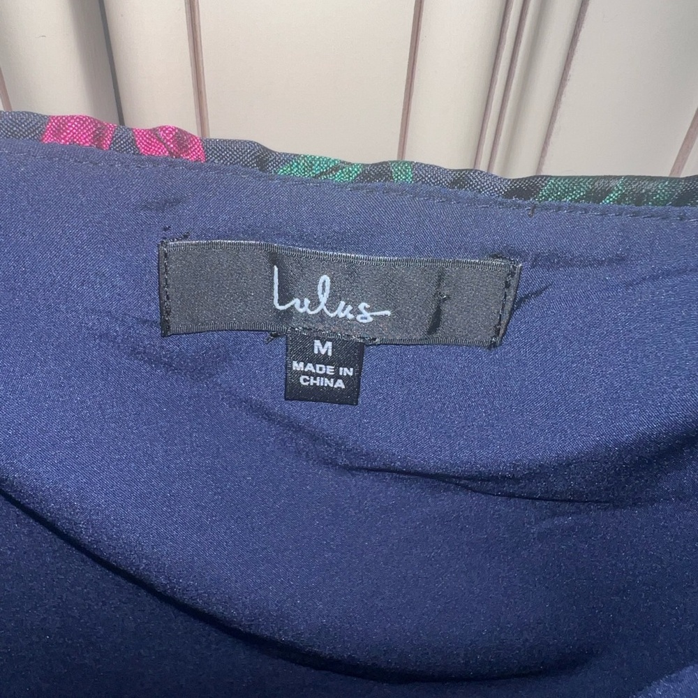 Lulu's Navy Dress with Pink and Green Floral Design - Picture 4 of 4